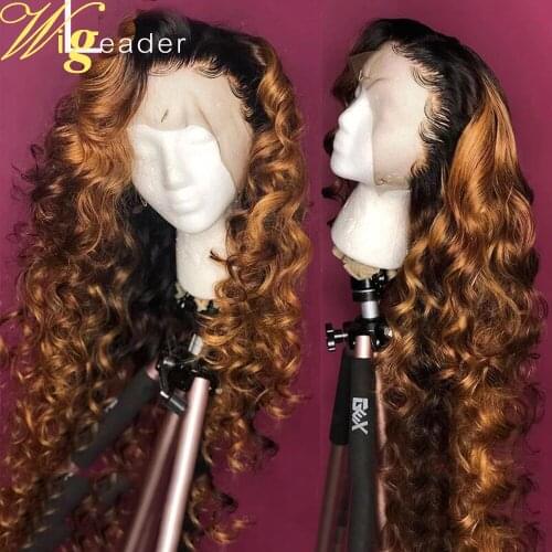 Wigleader 1b/#30 Ombre Human Hair Glueless Lace Front Wigs Wavy Preplucked 13x6 Lace Frontal Wigs Remy Hair Wigs With Baby Hair