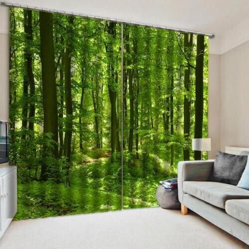 Custom green curtains forest curtain Luxury Blackout 3D Curtains For Living room Bedding room Office