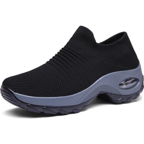Women Shoes Platform Sneakers Casual Slip On Chunky Sock Shoe Female Comfortable Womans Ladies Black White Calzado Frauen Schuhe