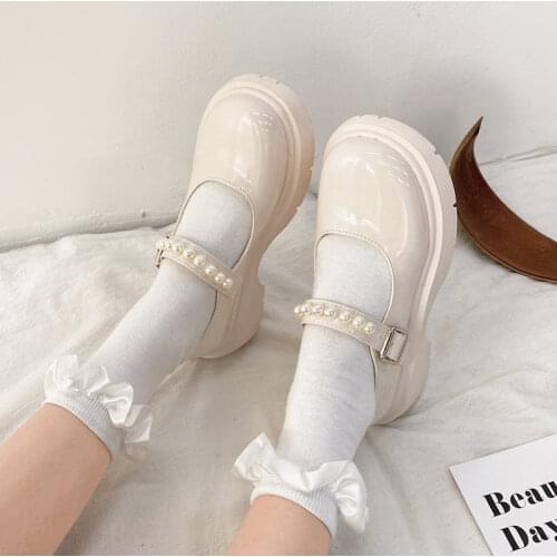 Women Student Shoes Japanese Style Ankle Strap Round Toe High Heels Platform Leather Shoes Cute Lolita JK Girls Mary Jane Shoes