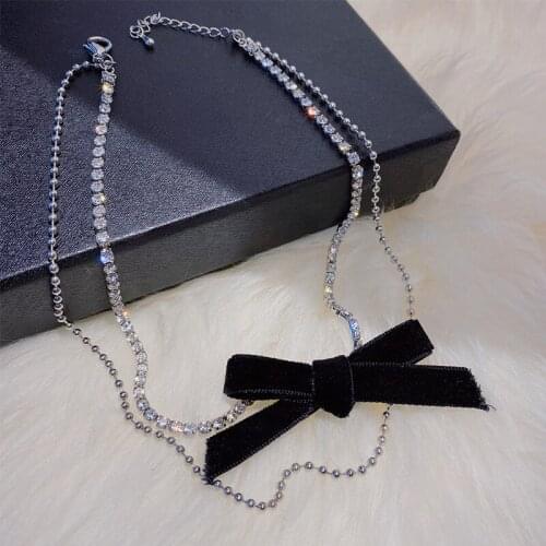1Pc Women Chokers Necklaces Trendy Link Chain Metal Bowknot All Compatible Party Necklace Fashion Korean Jewelry