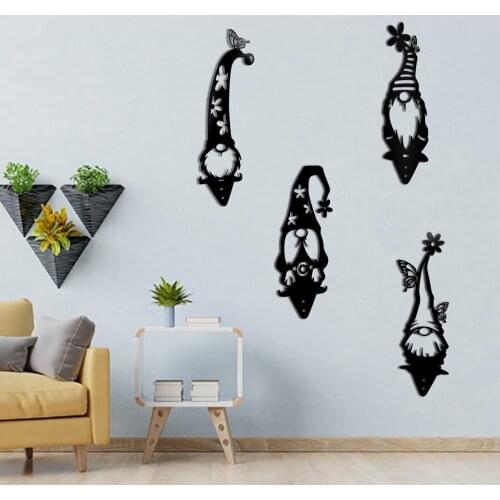 1-4pcs Steel Branch Gnomes Garden Butterfly Faceless Doll Ornament Metal Standing Dwarf Decoration Lawn Tree Art Statue L*5