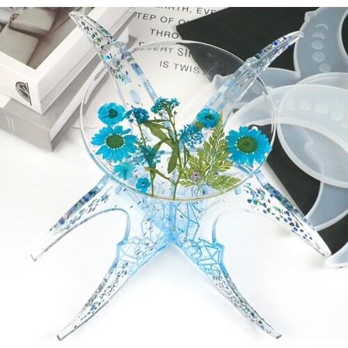 1set Crystal Epoxy Flower Pot Display Stand Silicone Molds For DIY Home Living Room Decoration
