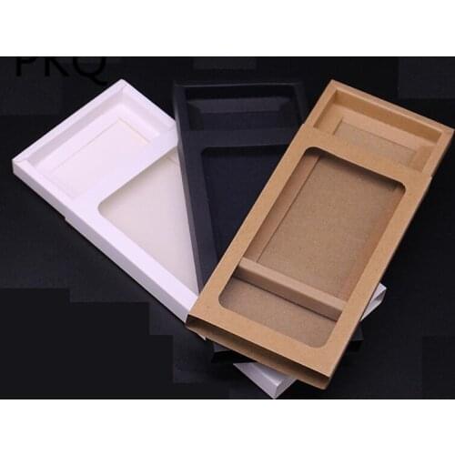 20pcs Kraft Paper Boxes with pvc window White Black Mobile Phone Packaging Box Drawer Gift Boxes Phone Case Box