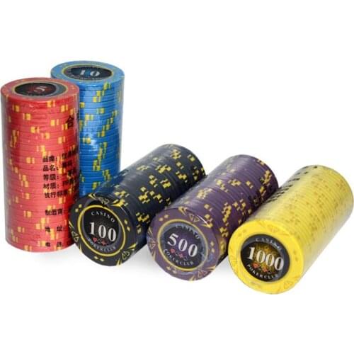 25 PCS/LOT 14g Casino Diamond Entertainment Black Jack Poker Monte Carlo Clay Metal Taxes Hold'em Poker Chip Sets