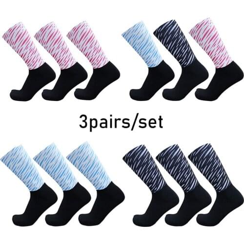 3pairs/set Aero Cycling Socks Silicone Non-slip Summer Cool Pro Cycling Socks Outdoor Racing Running Socks Calcetines Ciclismo