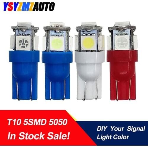 4PCS Auto Signal Lamp T10 W5W Led 194 168 501 Car Interior Lights Dome License Plate Bulb 12V White Red Amber(DIY Your Color)