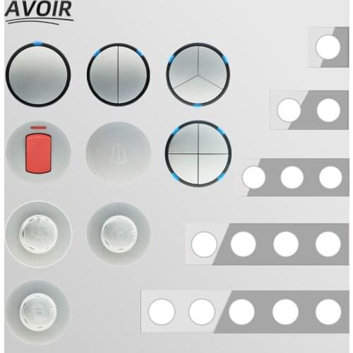 Avoir Light Switch Push Button Switch Crystal Gray Glass Material 1 2 3 4 Gang LED Wall Panel SwitchDimmer DIY Free Combination