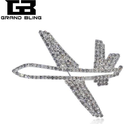 Blingbling Rhinestone Airplane Lapel Pin Brooch Gift