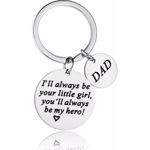 12PC/Lot Family Love Daughter And Dad Keychain Stainless Steel Keyring Daddy Fathers Key Chain Gifts For Fathers Day Presents