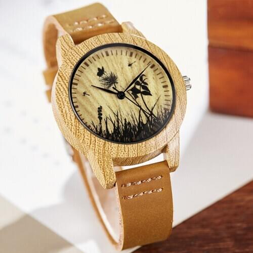 Vintage Imitation Wood Bamboo Watch Men Women Wristwatch Imitate Wooden Watches Acrylic Case Lovers Wrist Clock Skull Reloj