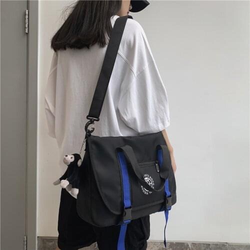 Business Casual Men Women Bag A4 Magazine Book Messenger Bag Functional iPad Briefcase Nylon Fabric Shoulder Crossbody Bag