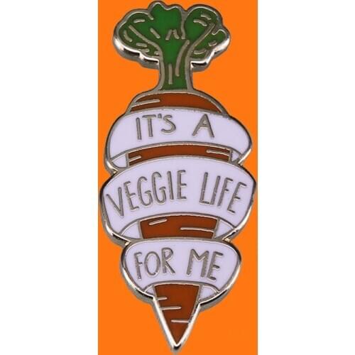 Carrot Enamel Pins It`s A Veggie Life For Me Metal Cartoon Brooch Backpack Hat Bag Collar Lapel Badges Women Fashion Jewelry
