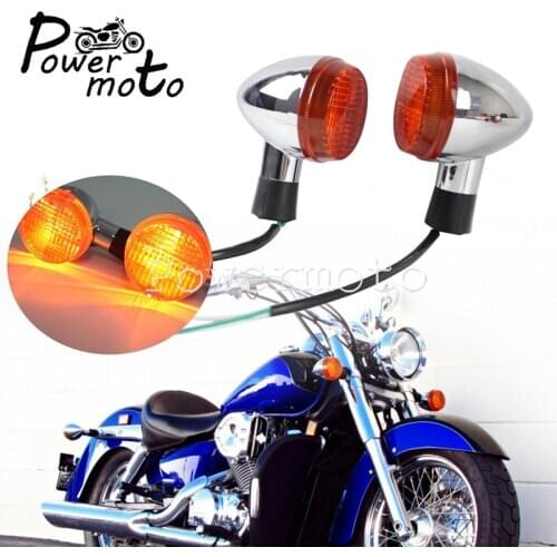 For Honda Shadow 400 750 VT750 04-07 Chrome Front/Rear Amber Turn Signal Light Emark E13 11V 21W Indicator Flasher Light