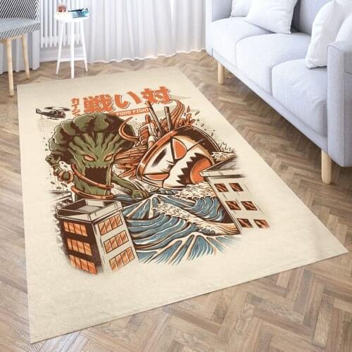 KAIJU FOOD FIGHT Carpet for Living Room 3D Anime Cartoon Rug Gamer Teen Room Bedside Lounge Rug Kids Children Floor Mats