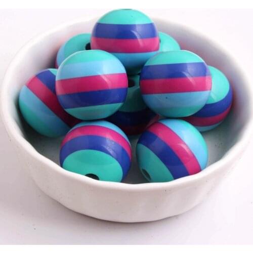 Kwoi vita Chunky Round 20MM cyan/hotpink/blue color 100pcs Resin Strips Beads Jewelry