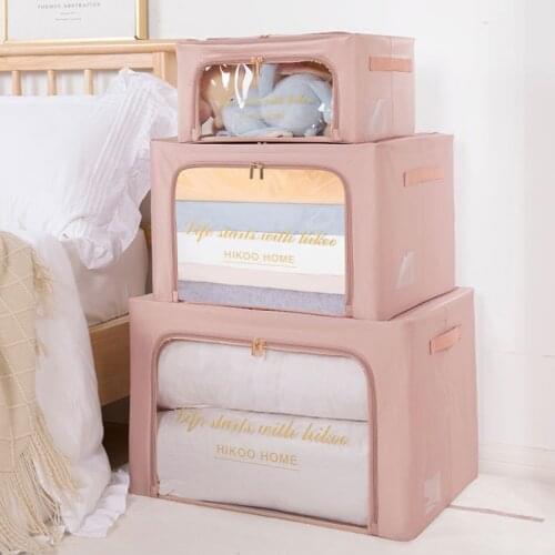 Mcao Large Capacity Clothes Storage Box Organizer Bag Thick Fabric for Blanket Toys Books with Sturdy Zipper Clear Window TJ3802