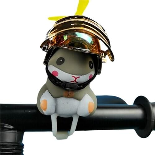 Cartoon Bicycle Bell Light, Cute Hamster with Helmet Shape Handlebar Glowing Horn for Bicycles, Motorbike, Fixed Cog