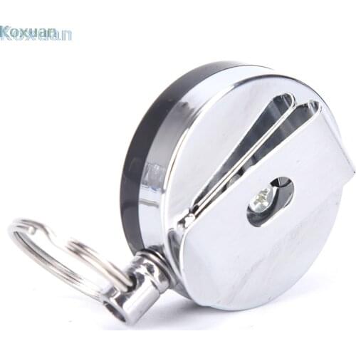 Card Badge Holder Reel Recoil Belt Clip Hot sale Unique Silver Metal Retractable Pull Key Chain Reel ID Badge Lanyard Name Tag