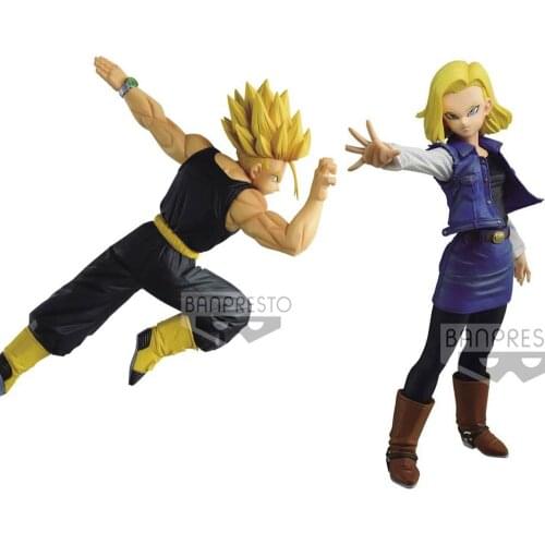 In Stock Original Banpresto DBZ MATCH MAKERS SSJ Future Ssj Trunks Vs Android No.18 Action Figure Toys Anime Figurals Brinquedos