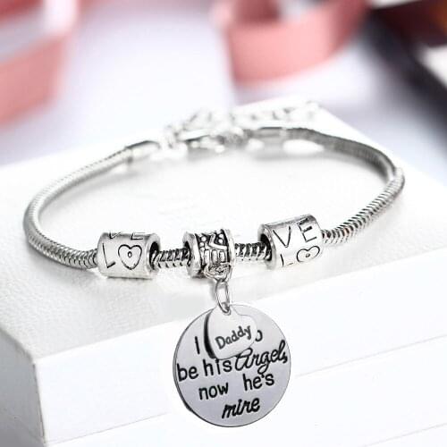 Daddy I Used To Be His Angel Now He Is Mine Bracelet Love Beads Chain Bracelet Papas Bracelet Family Pendant Gift Jewelry