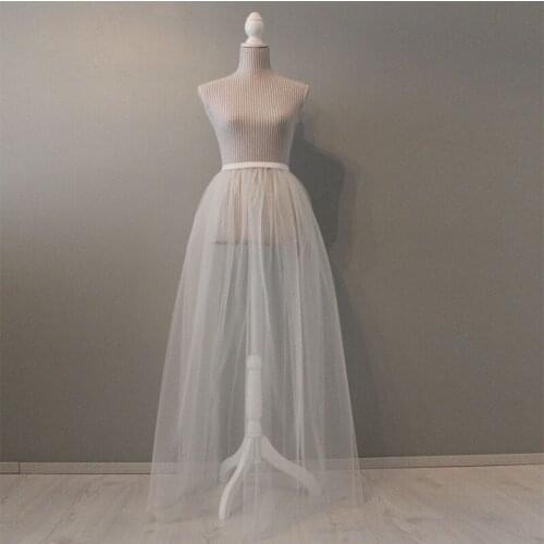 Detachable Overskirt Tulle White 2 Layers Floor Length Elastic Waist Bridal Overlay Wedding Skirt Plus Size Party Skirt Train