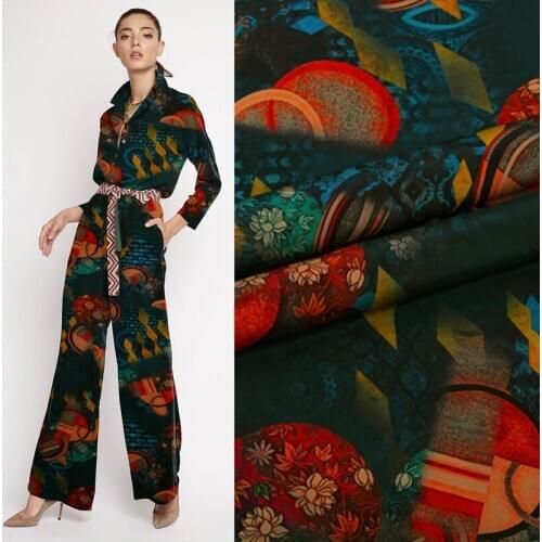 Printed Gambiered Canton Gauze mulberry silk crepe de chine fabric 136cm width 14 mm summer shirt pants fashion fabric for dress