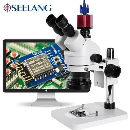 21MP HD 1080P HDMI VGA camera Stereo trinocular digital Microscope zoom 3.5 90x +1/3 adapter +56 LED Ring Light soldering repair