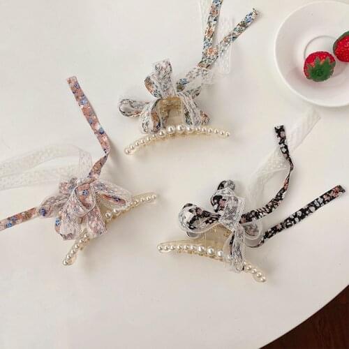Summer Women Girls Sweet Colors Net Yarn Bow Hair Claws Ladies Lovely Back of Head Claws Clips Female Fashion Hair Accessories