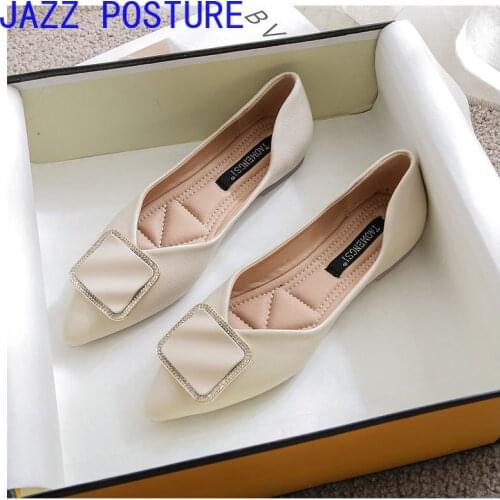 Xiaoxiangfeng Korean shoes female 2021 new flat single shoes female hollow large size pointed toe peas shoes female 43 w131