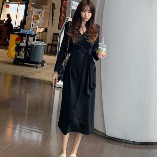 Fashion women new arrival cute black long dress party high quality comfortable work style outdoor casual basic a-line dress