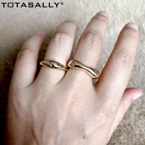 TOTASALLY Women Gold Polish Alloy Rings Classic Irregular Top Finger Rings Ladies Party Jewelry Accessories dropship