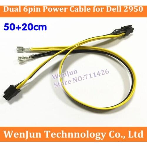 1PCS NEW 50cm+20cm High Quality Dual 6Pin Male with Dual Female Spade Terminal Display Card Power Cable for Dell 2950