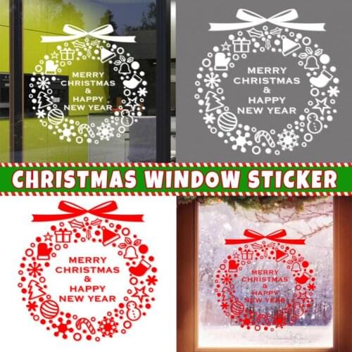 1pc Christmas Wall Window Sticker Decals Gift Wreath Merry XMAS Christmas Home Shop Festival Atmasphere Making Decor Supplies
