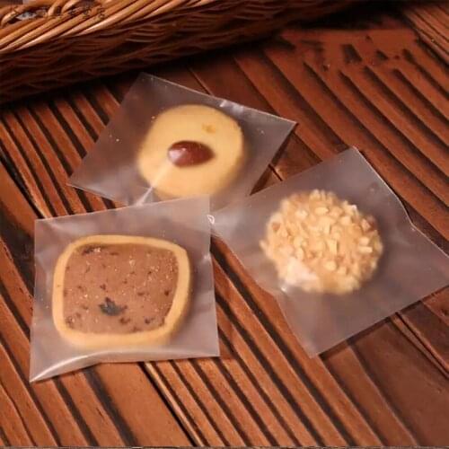 100pcs Transparent Frosted Plastic Gift Bag DIY Candy Cookie Dust-proof Packaging Self Adhesive Pouch Wedding Birthday Party
