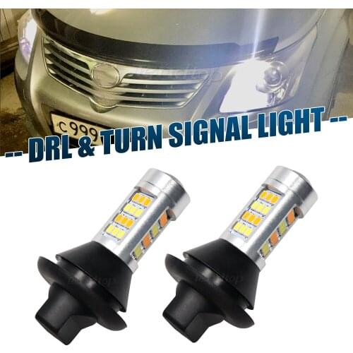 2Pcs Bulb 1156 BA15S 1156 BAU15S T20 7440 2835 42 Led Light White/Amber 42 SMD Car Turn Signal Daytime Running Light DRL