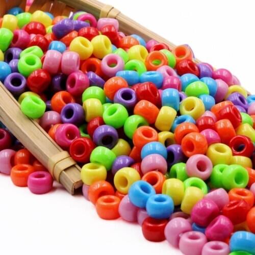 500pcs 6x9mm Acrylic Large hole round beads solid color loose beads bag decoration clothing accessories diy jewelry accessories