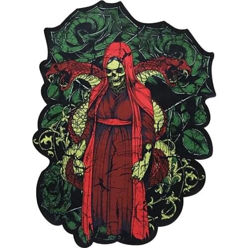 26CM*44cm Skull Patches For Clothing Printing Biker Badge Embroidery Fabric Patch Sequined Women Clothes Stickers Strange things