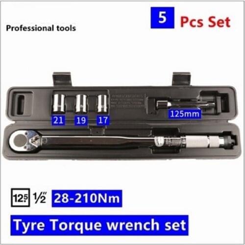 5-7pcs/set tyre torque wrench tool kit 1/2" 10-210N.m manual spanner tool