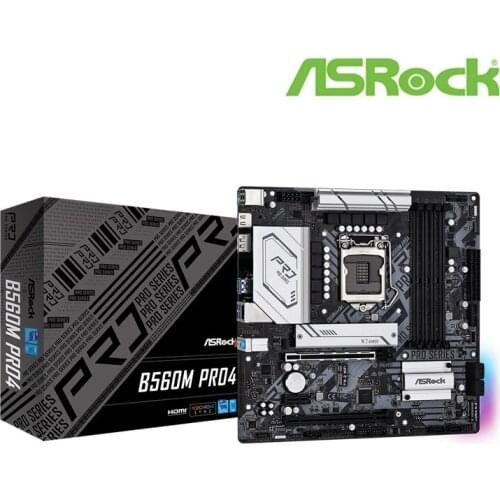 ASROCK B560M Pro4 Micro ATX Intel B560 DDR4 4800+(OC)MHz M.2 USB3.2 New Max-128G Double Channel Socket 1200 Motherboard