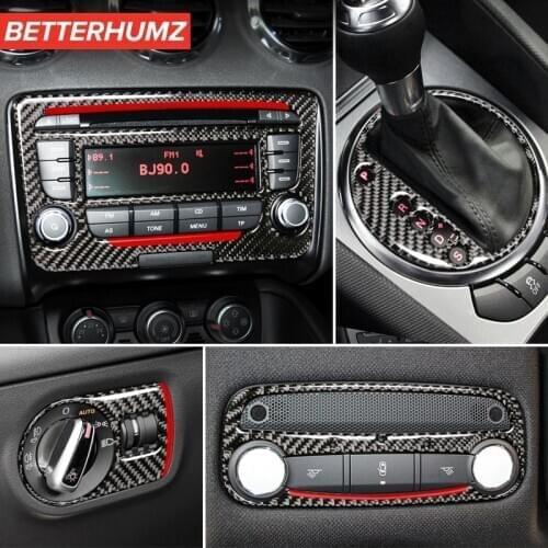For Audi TT 2008-2014 Car Interior accessaries Carbon Fiber Stickers Gear shift Headlight Switch Panel Car stickers and decals