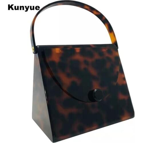 Brand Designer Vintage Leopard Banquet Handbag Women Bridal Acrylic Evening Bag Luxury Lady Clutch Purse Elegant Tote Party Prom