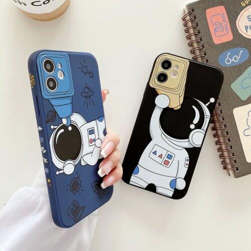 Retro Space telescope astronaut travel friends Phone Case For iPhone 11 12 Pro Max Xs Max XR Xs 7 8 Plus X 7Plus case Cute Cover