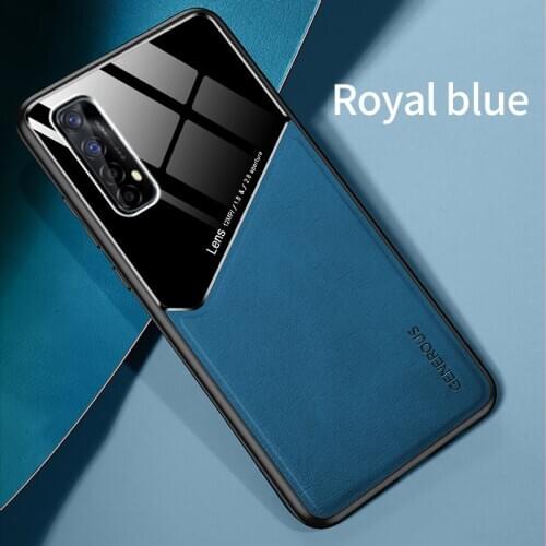 Uftemr Mirror PC Leather Case for OPPO Realme 7 Pro Case Soft TPU Silicone Frame Built-in iron Bumper Cover for Real Me 7 Pro 7i