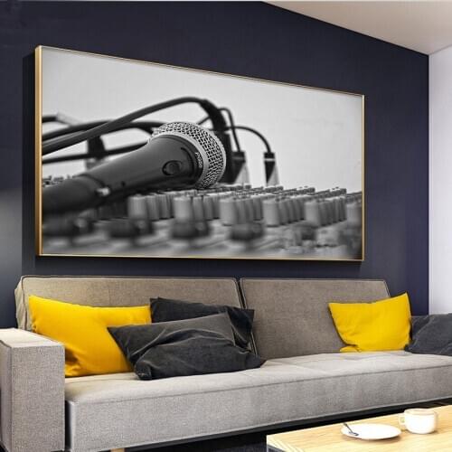 Black White Microphone Diamond Painting Modern Home Bar Decor large DIY 3D Diamond Embroidery Wall Picture for Living Room Decor