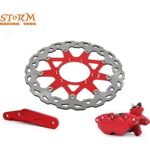 CNC 320MM Floating Brake Disc Bracket Adaptor 4 Pot Caliper Set For CR 125E 125R 250R 250E CRE 250F 250X CRF250R CRF450R CRF450X
