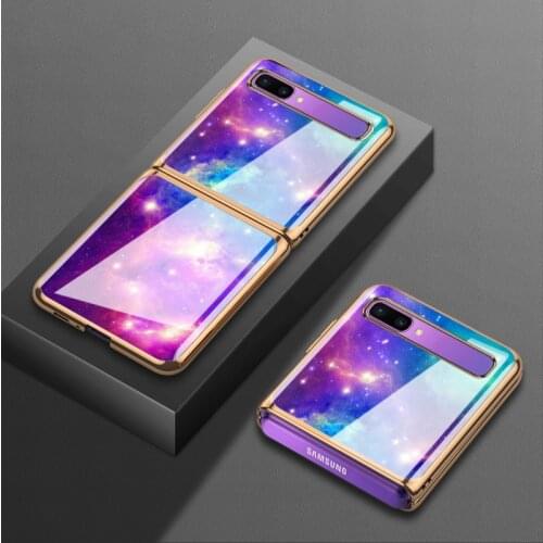 For Samsung Galaxy zflip mobile phone case f7000 folding case sm-f7070 electroplating f700n glass 5g