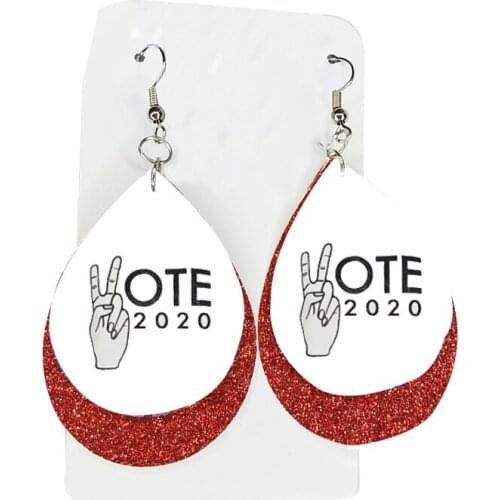 Two layers glitter faux leather cricut vote 2020 earrings thanks giving gift double bulk order