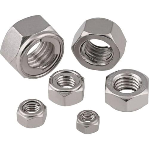 1-10Pcs GB6184 304 Stainless Steel All Metal Locking Lug Lock Nuts Hexagon Anti-loose Nuts M3 M4 M5 M6 M8 M10 M12 M14 M16 M20