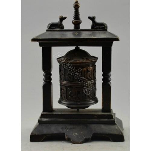 Exquisite Chinese Collectible Decorated Old Handwork Bronze Tibetan Lama Prayer Wheel Statue